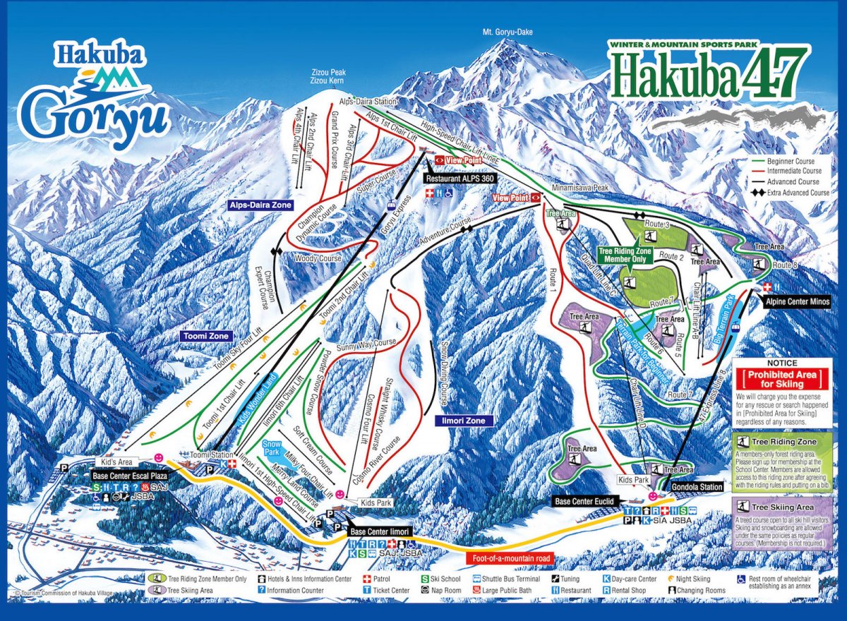 Hakuba 47 / Goryu Trail Map